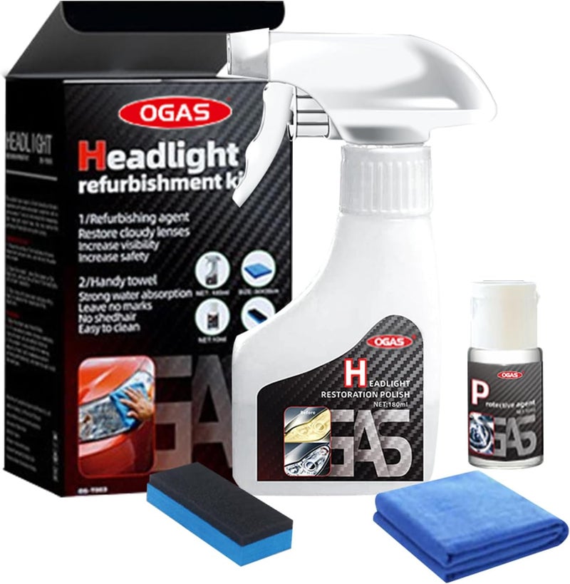 Flaurix Automotive Headlamp Restoration Fluid Oxidized Kit,Headlight Refurbishment Kit,Professional Car Headlamp Cleaner with Refurbishing Agent,Multifunctional Car Headlight Polishing for All Vehicle Types - Image 1
